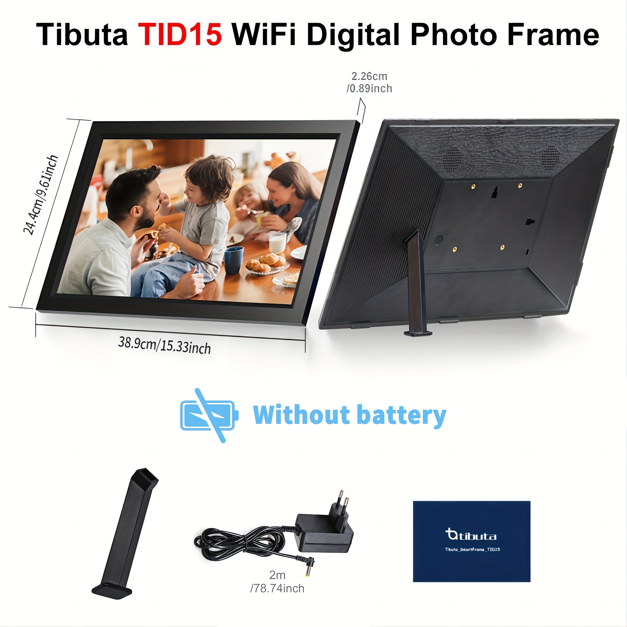 TEMU 15.6-inch Wifi Digital Photo Frame, Cloud Photo Frame, 1920x1080 Ips Fhd Display, 32gb Storage, Automatic Rotation, Wall Mounted Design, Sending
