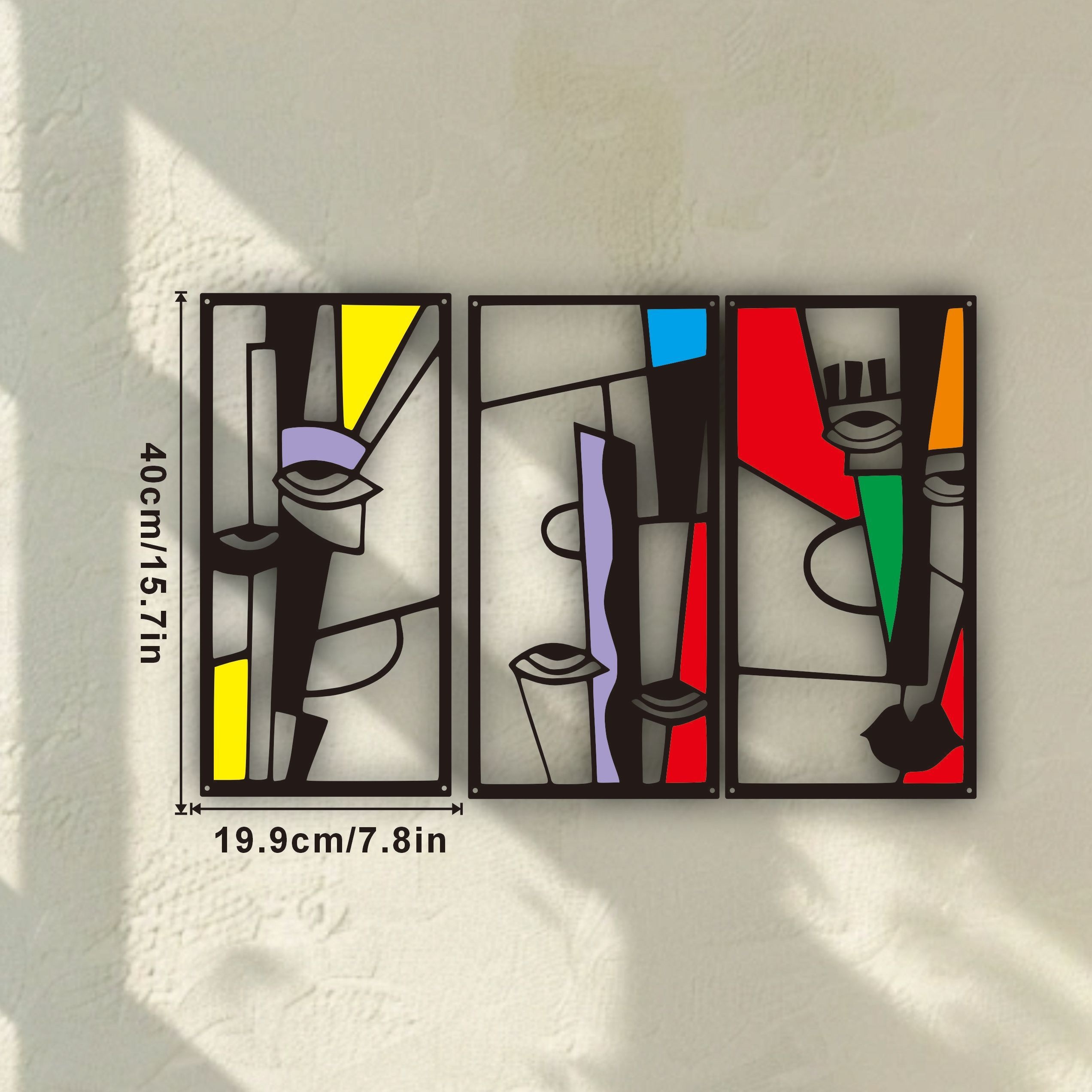 TEMU 3 pièces d'Art Mural Métal Style Picasso - Sculptures de Visage Cubiste , Décoration Murale Géométrique Moderne et Doré, Idéal pour Cadeau de