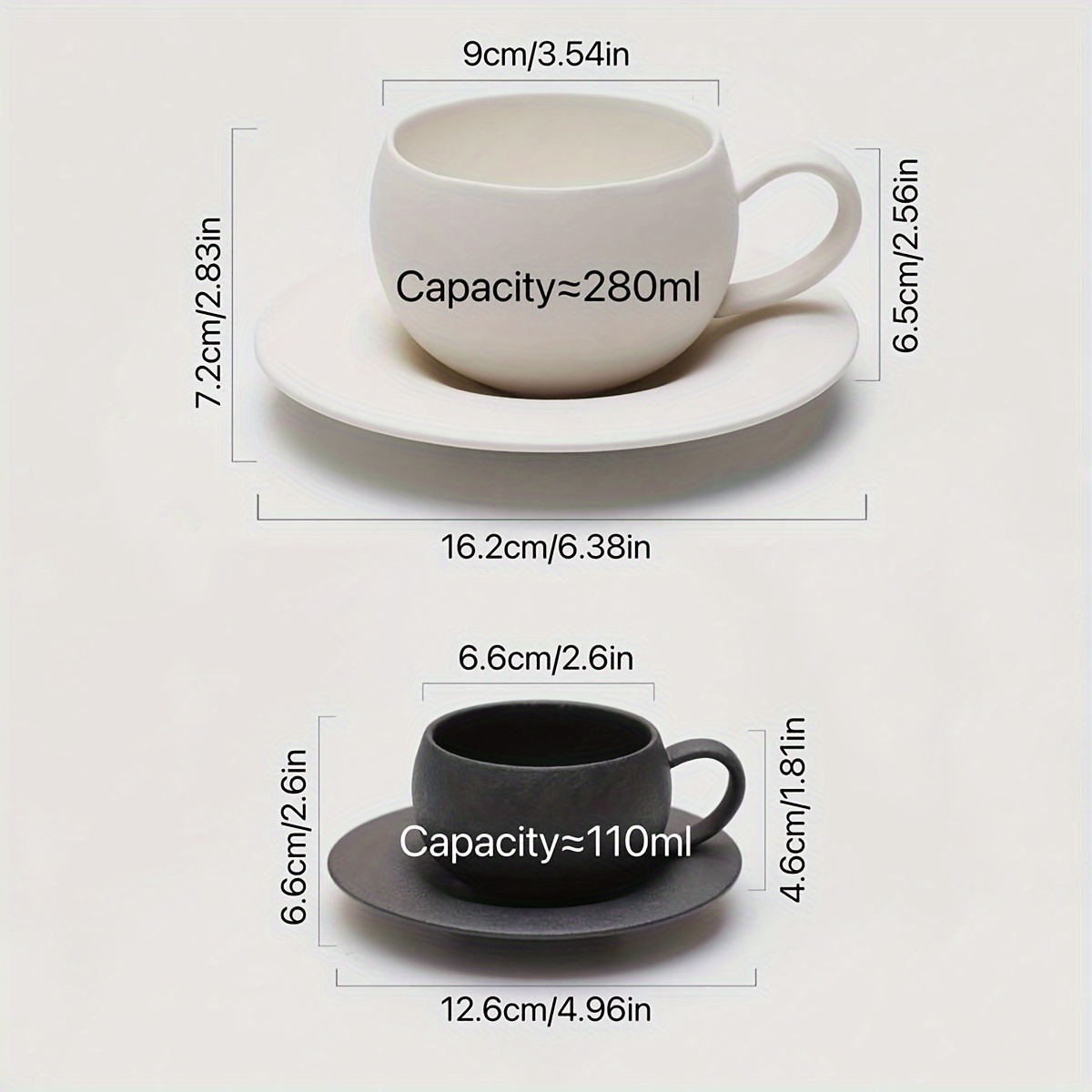 1 set 280ml 110ml white black vintage frosted stone - Temu Mexico