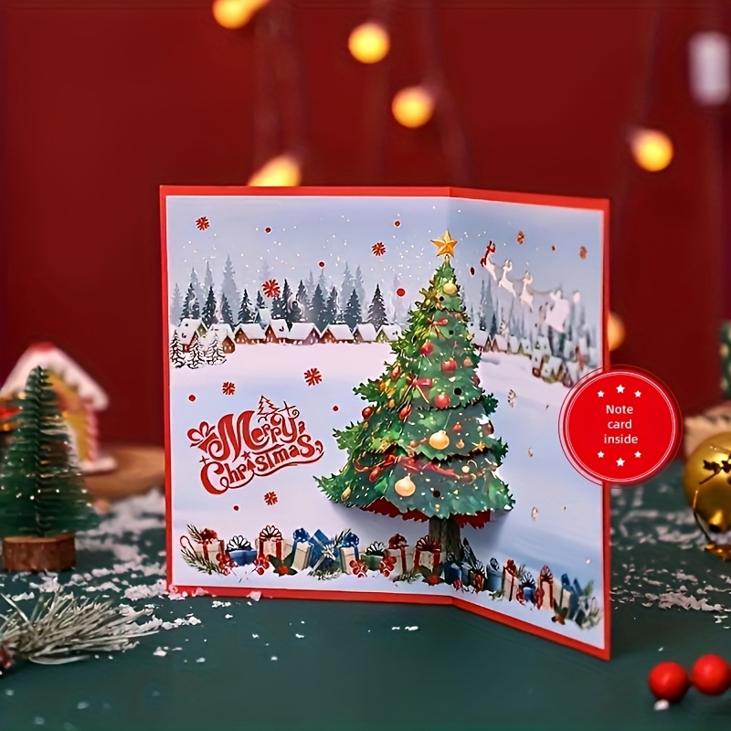 1pc 3d Pop-up Christmas Tree Greeting Card With Envelope - Perfect For Parents, And Lovers - Festive Holiday Note Card, For Christmas, Party Invitation Card