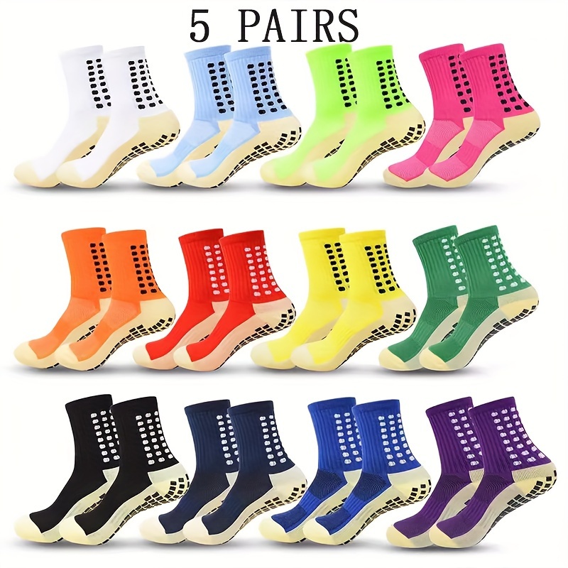 

5 Pairs Non-slip Grip Indoor Socks, Sports & Mid-calf Socks, Women's Stockings & Hosiery For Fall