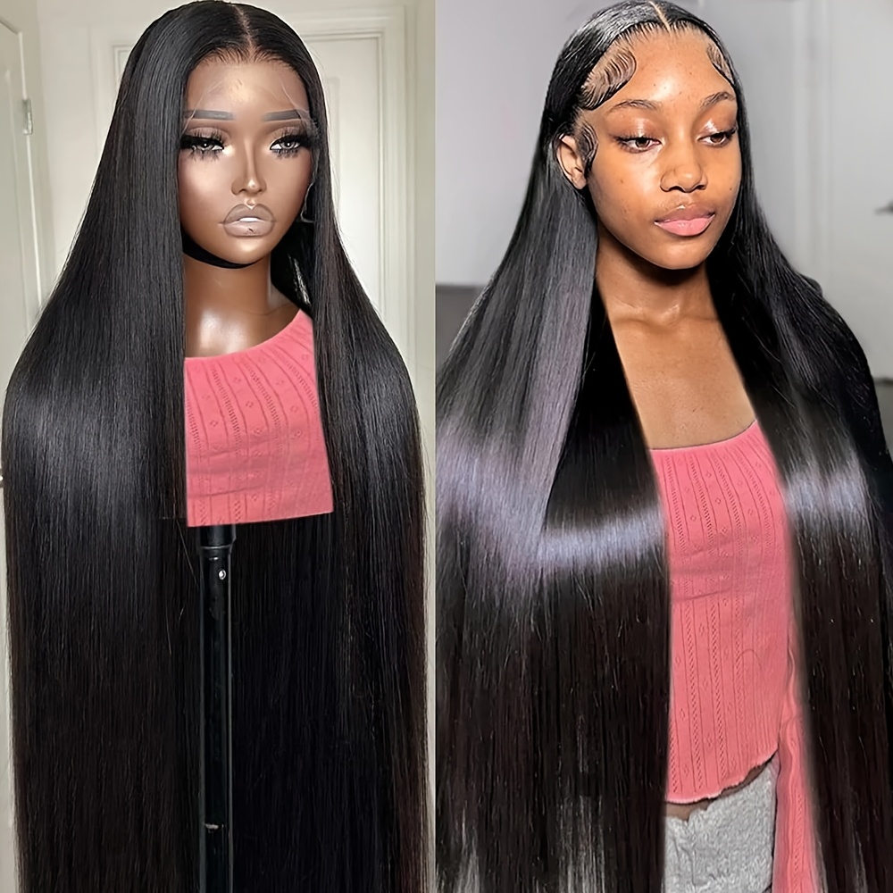 lace front wigs women long straight glueless - Temu display picture 1