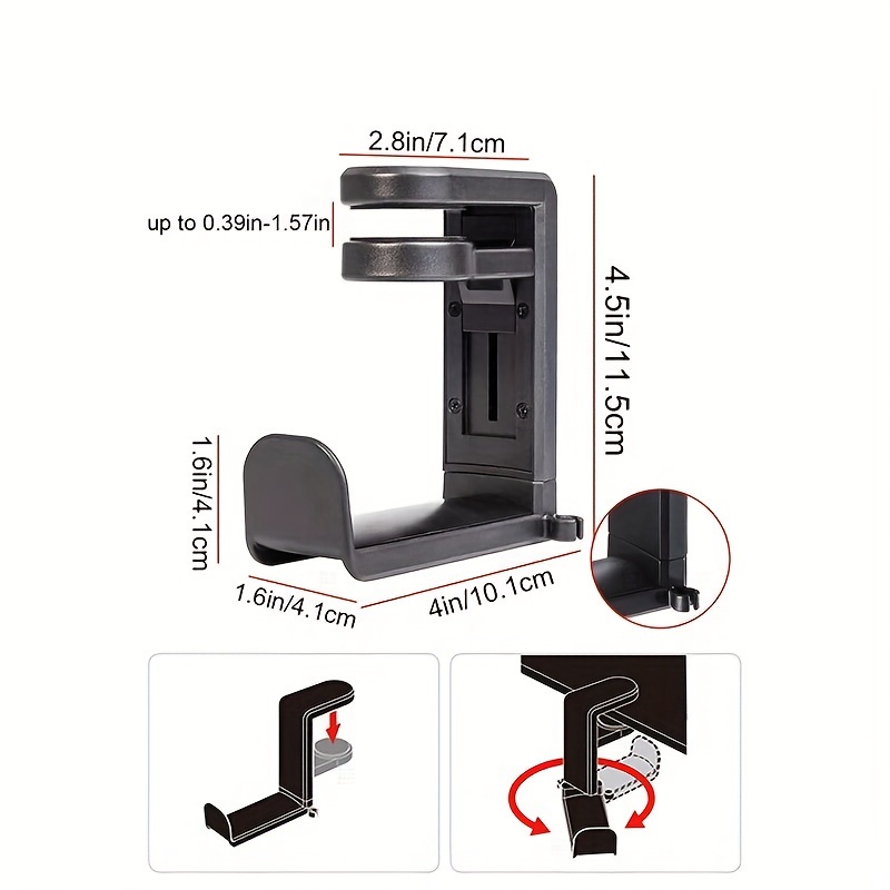 Adjustable Rotating Arm Headphone Holder for Desk or Monitor
