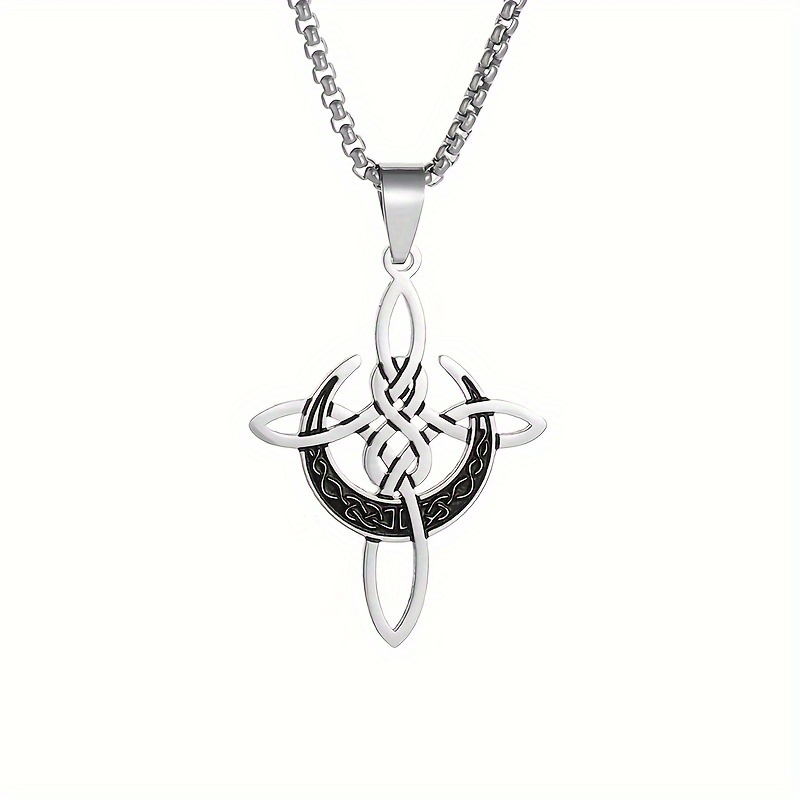 Image of A Trendy And Moon Witch Knot Pendant Necklace Suitable For Men And Women, Wear And Party Additions. For Halloween