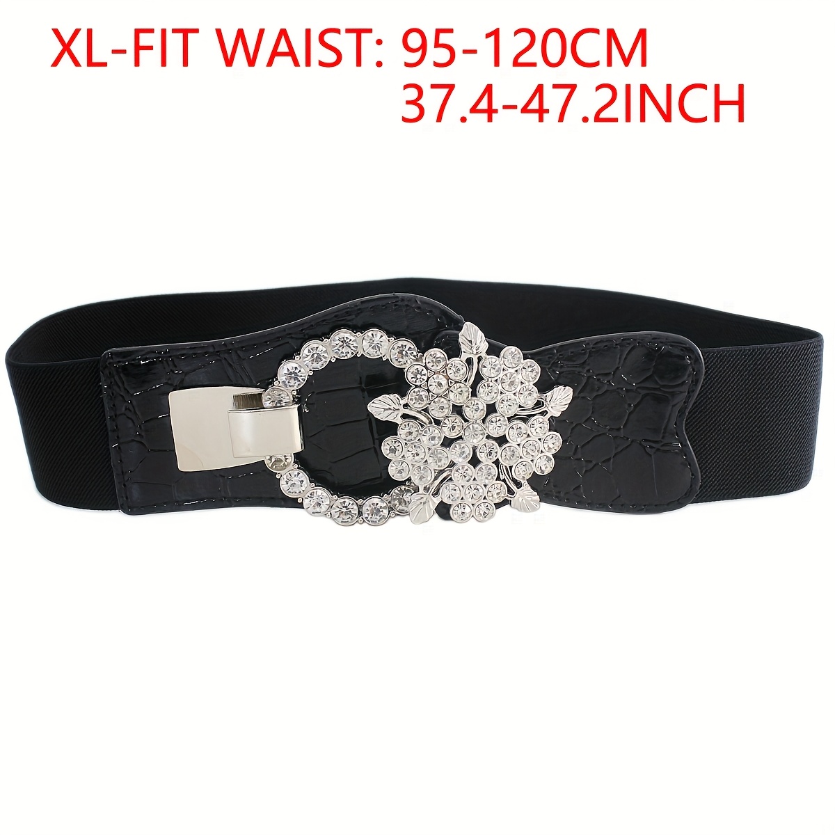 1pc Wide 5cm Waist Belt Fashion Rhinestone Snowflake Elastic Stretch Belt Plus Size
