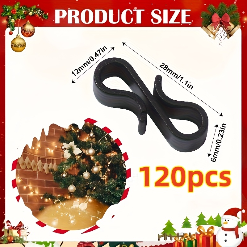 TEMU 120pcs Durable S-hooks, No Nails/hammer Needed, Hanging Hooks, Suitable For Christmas Light Strings, Gutters, Garages, , Compatible With String