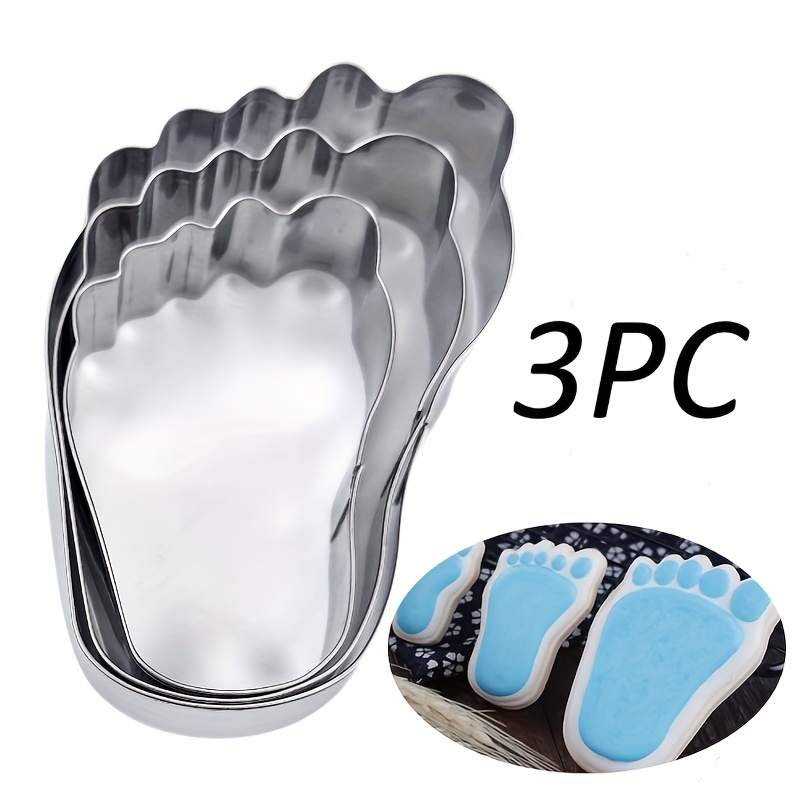 3pcs Stainless Steel Cookie Cutter Set, Fun Footprint Pattern Biscuit Cutters, Kitchen Baking Molds, Food Contact Safe