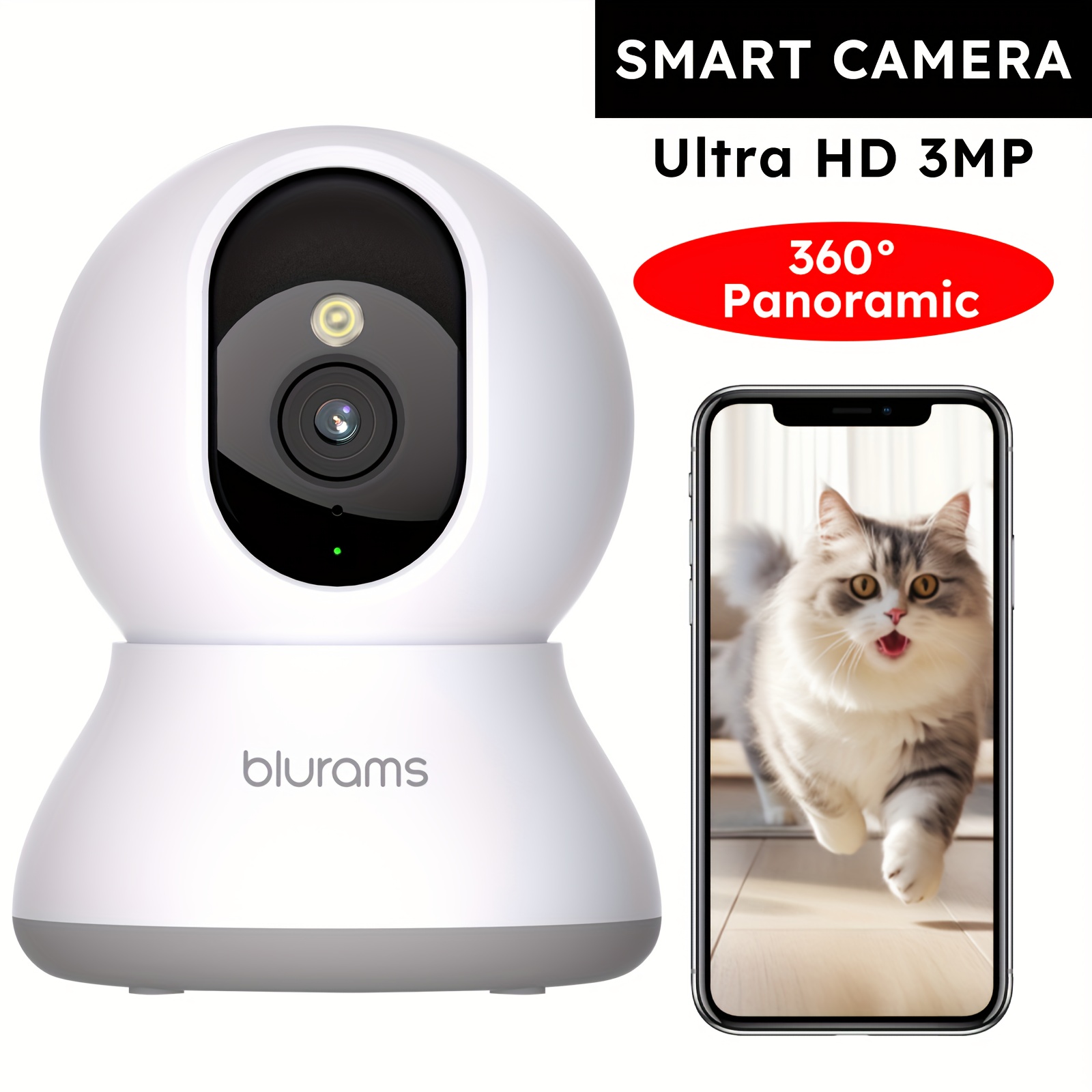 

1pc Blurams 2.4ghz , 2k 360° Pet For , Phone App, 2-way , Ir , , & Assistant