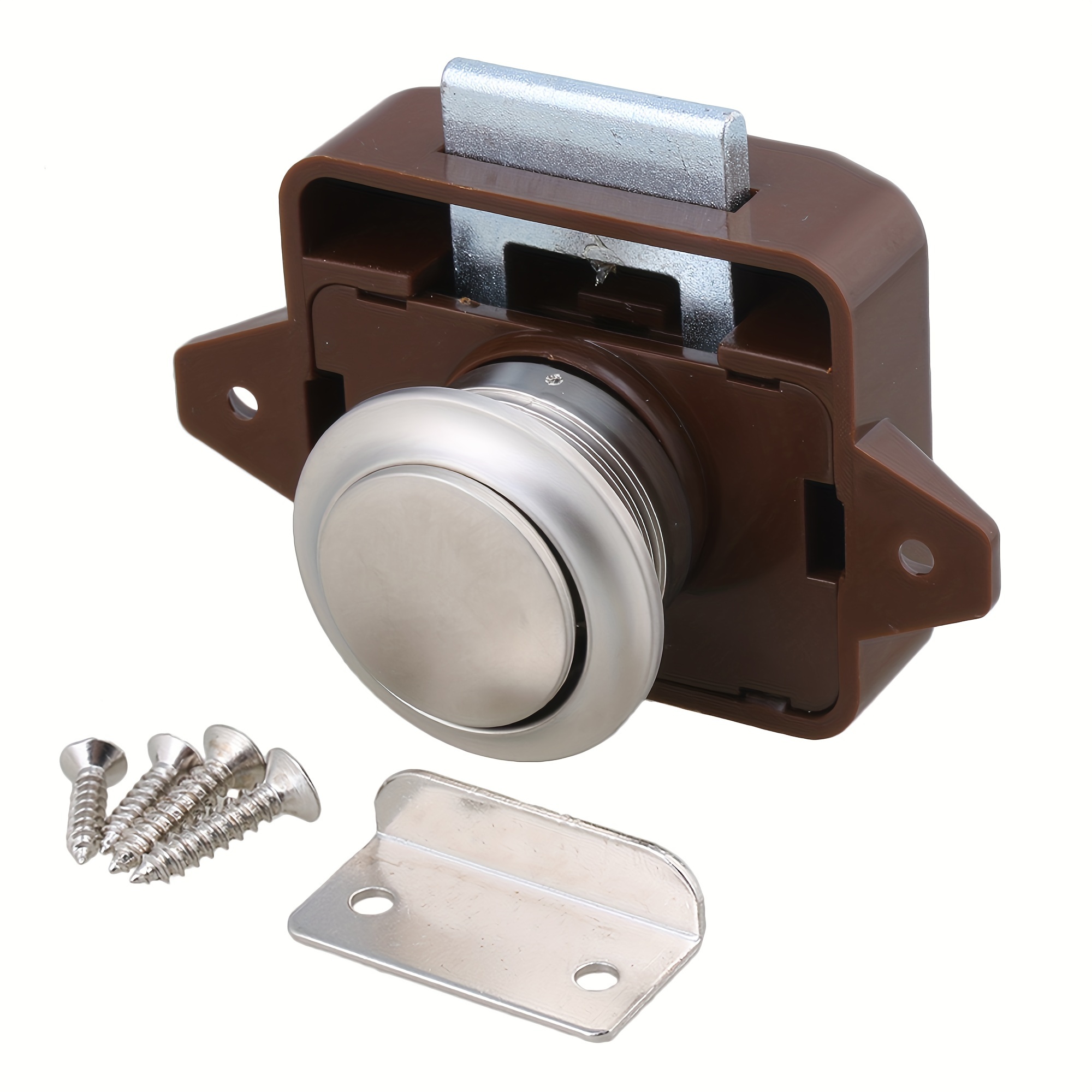 

Brown Car Push Lock Rv Caravan Boat Motor Home Cabinet Drawer Latch Button Locks For Furniture Hardware