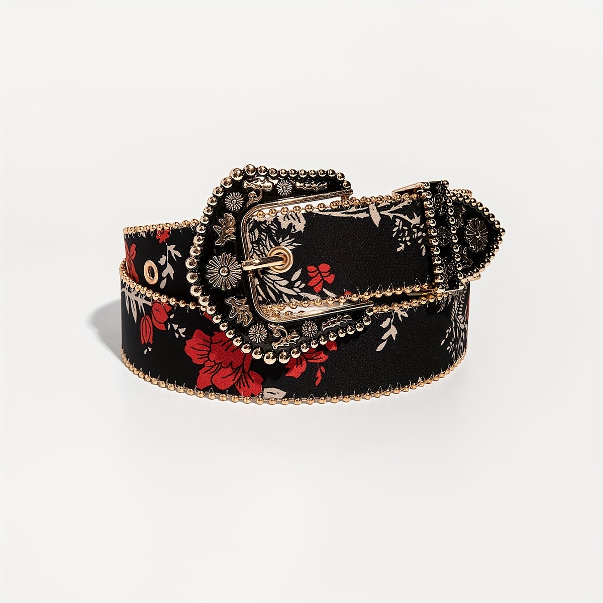 a womens vintage western style black floral embossed metal  display picture 1