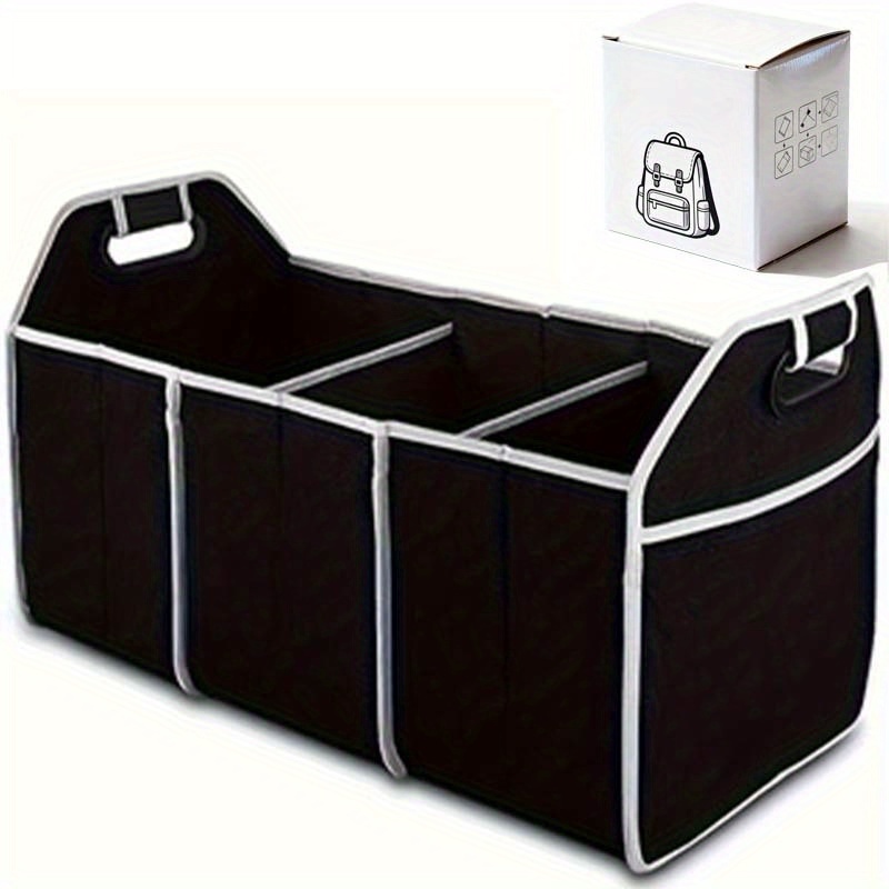 TEMU 1 Motors Trunk Storage Bag, Portable Foldable Waterproof Car Storage Bag, 3 Compartments, Suitable For Suvs, Trucks, And Sedans. 2 Blind Boxes Are Included As A Gift