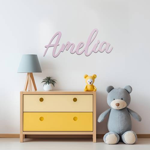 custom wooden name plaque pink cursive wall decor with bear lamp design ideal for bedroom bedroom wall art design wooden construction name decor