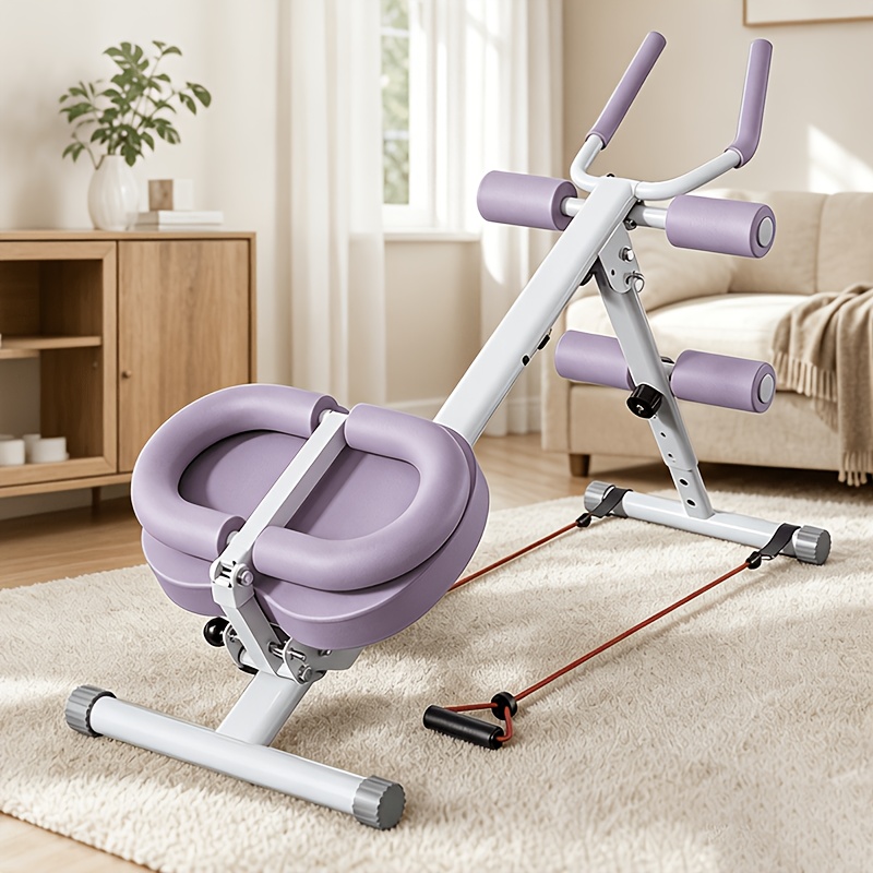 Foldable Abdominal Trainer With Foam Roller And Resistance Rope, Adjustable Core Fitness Equipment, Home Abdominal Trainer