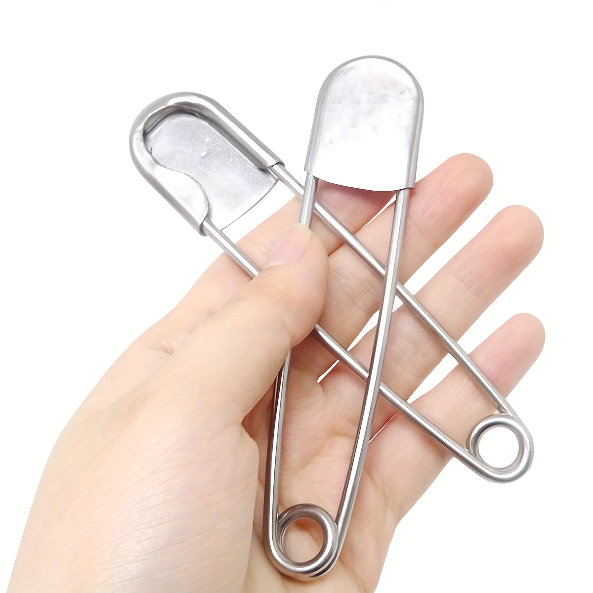 Image of 2 Large Safety Pins, A 5-inch Safety Pin, A Heavy-duty Stainless Steel Oversized Safety Pin, For Blankets, Heavy Clothing, Interior Decoration, Crafts, And Decorations