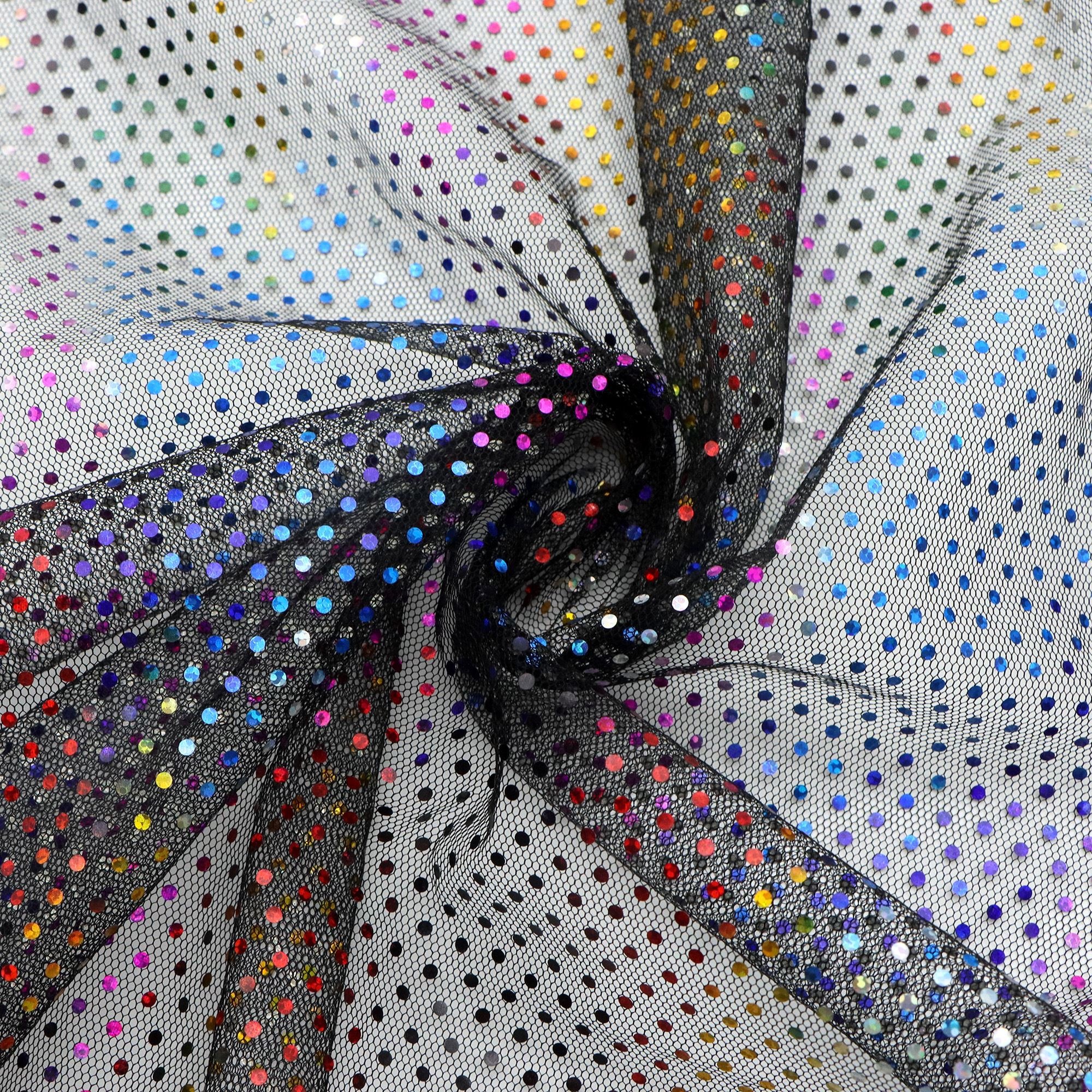 TEMU 1pc 53.15x19.68inch(135x50cm) Colorful Sequins Tulle Mesh Fabric, Suitable For Handmade Decoration, Background Decoration, Table Decoration