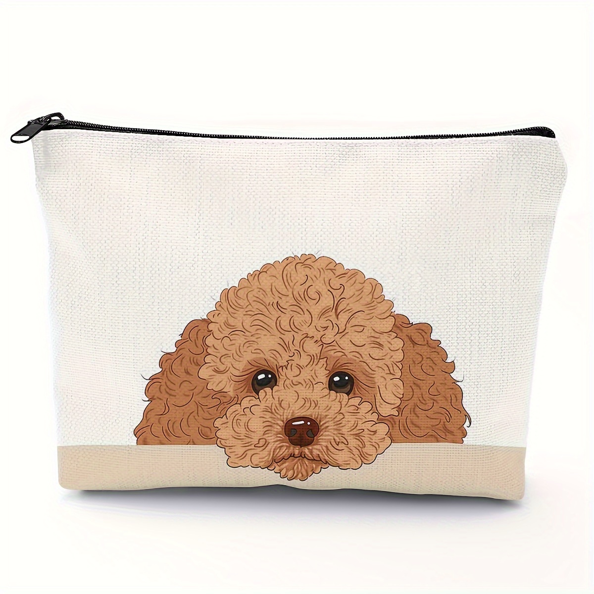 

Polyester Casual Pouch With Poodle Design - Large Capacity Zipper Makeup Bag, Hand Washable Daily Commute Cosmetic Organizer With Positioning Printing - 1pc