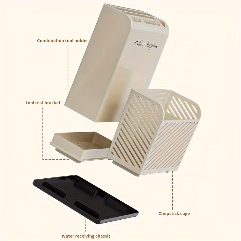 1 combination knife block knife fork chopstick cage storage rack easy to tableware storage box home kitchen knife storage Product details 6