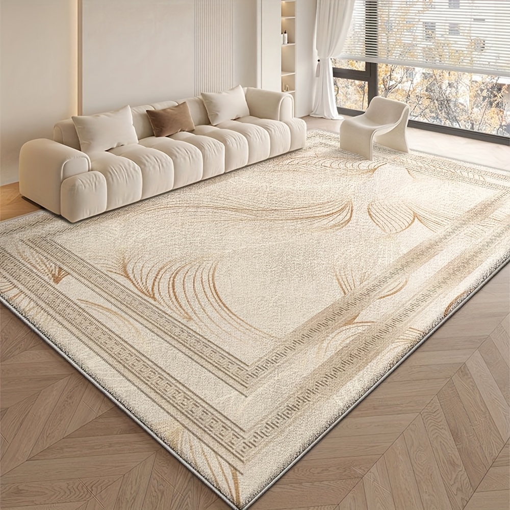 [ Goods] Qilu Extra Large Luxury Floor Mat - Heavy 850G Beige And Brown Beige Abstract Geometric Pattern, Soft Fluff, Machine Washable Large Area Floor Mat, Suitable for Living Room, Bedroom, Office - Beige Brown Floor Mat