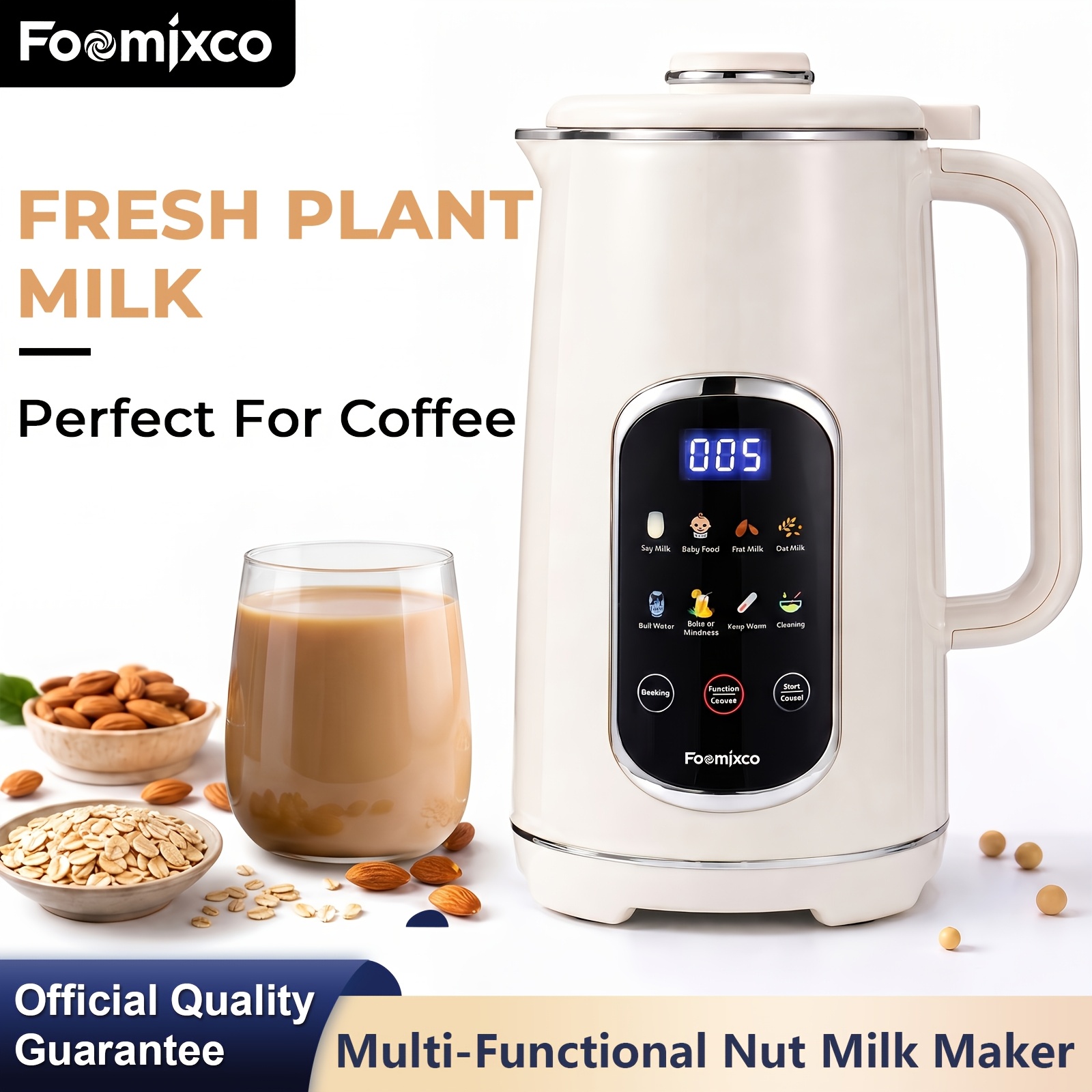 TEMU Foomixco Stainless Milk Maker, 1500ml Plant Based Milk Machine, 18h Delay Start And 8h , Quiet Selfcleaning Soy Oat Maker, Multifunctional