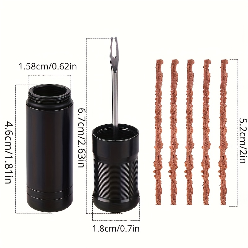 Bicycle Tubeless Tire Repair Kit With Slug Plug, Rubber Bacon Strips, And Insertion Tool For Fixing Punctures And Mountain Bikes