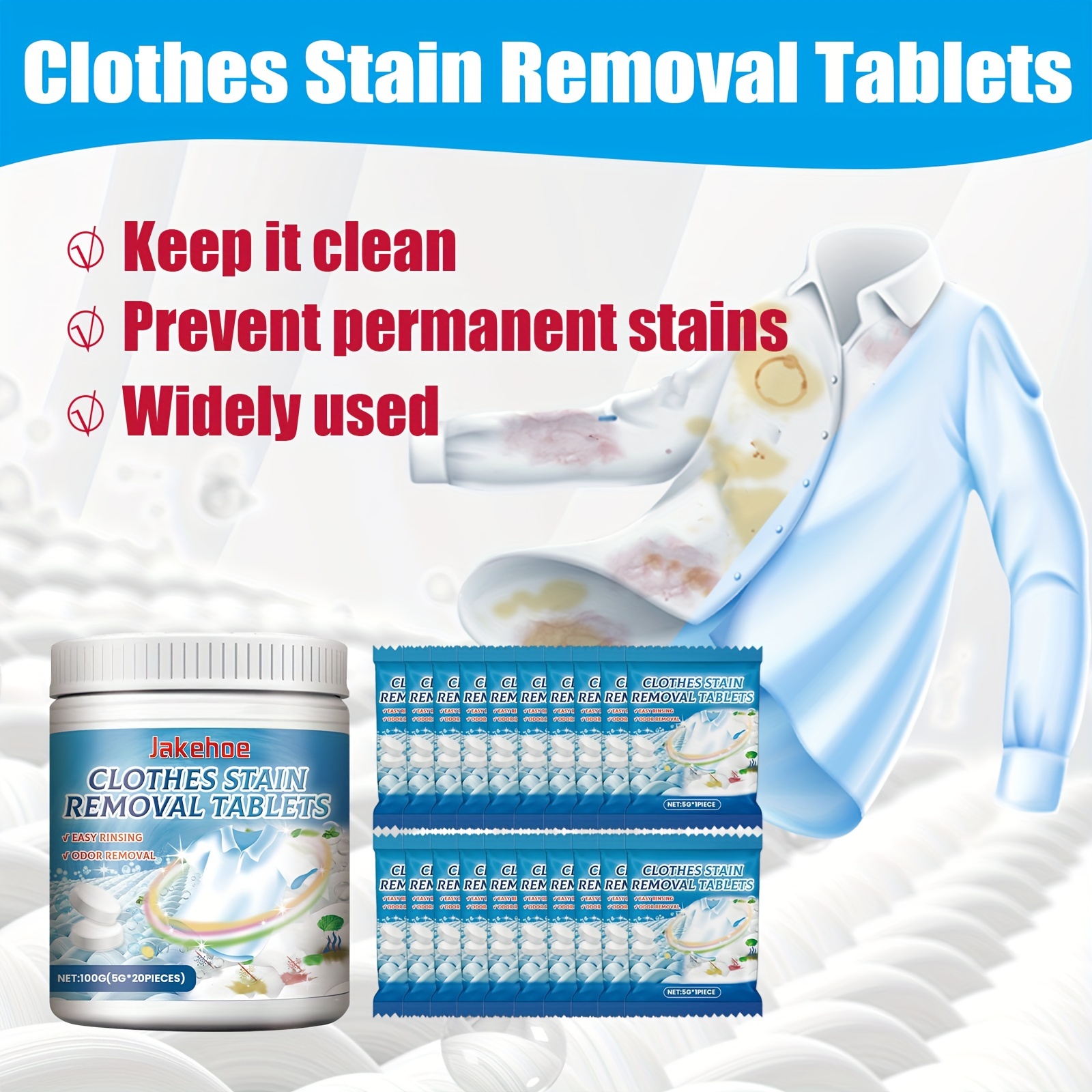 20pcs clothes stain remover effervescent tablets eliminates yellowing oil grease stains essential home cleaning tool details 2