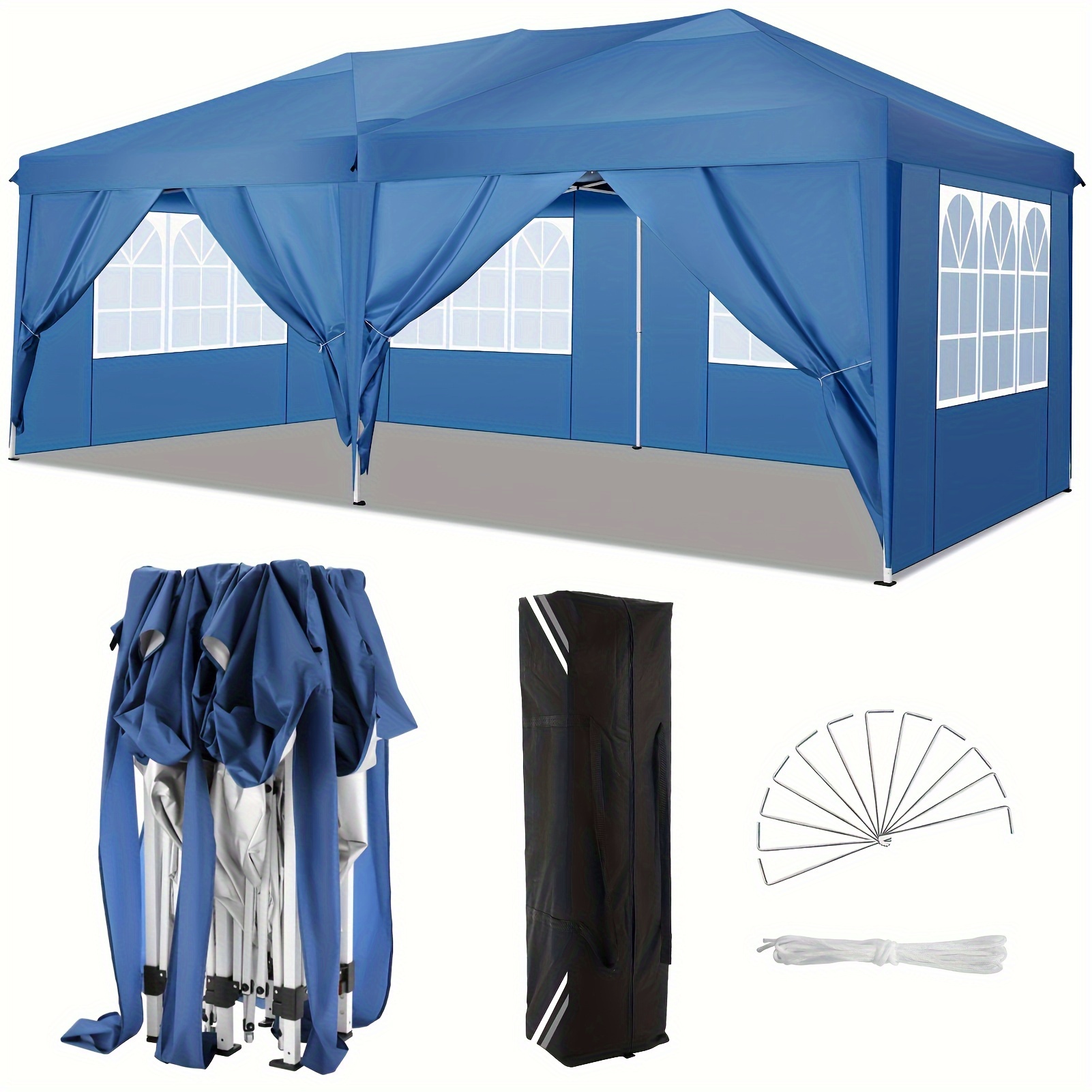 

Canopy 10x20ft Pop Up Canopy Tent With 6 Sidewalls Waterproof Commercial Instant Shelter Tent Upf 50+ Portable Gazebo