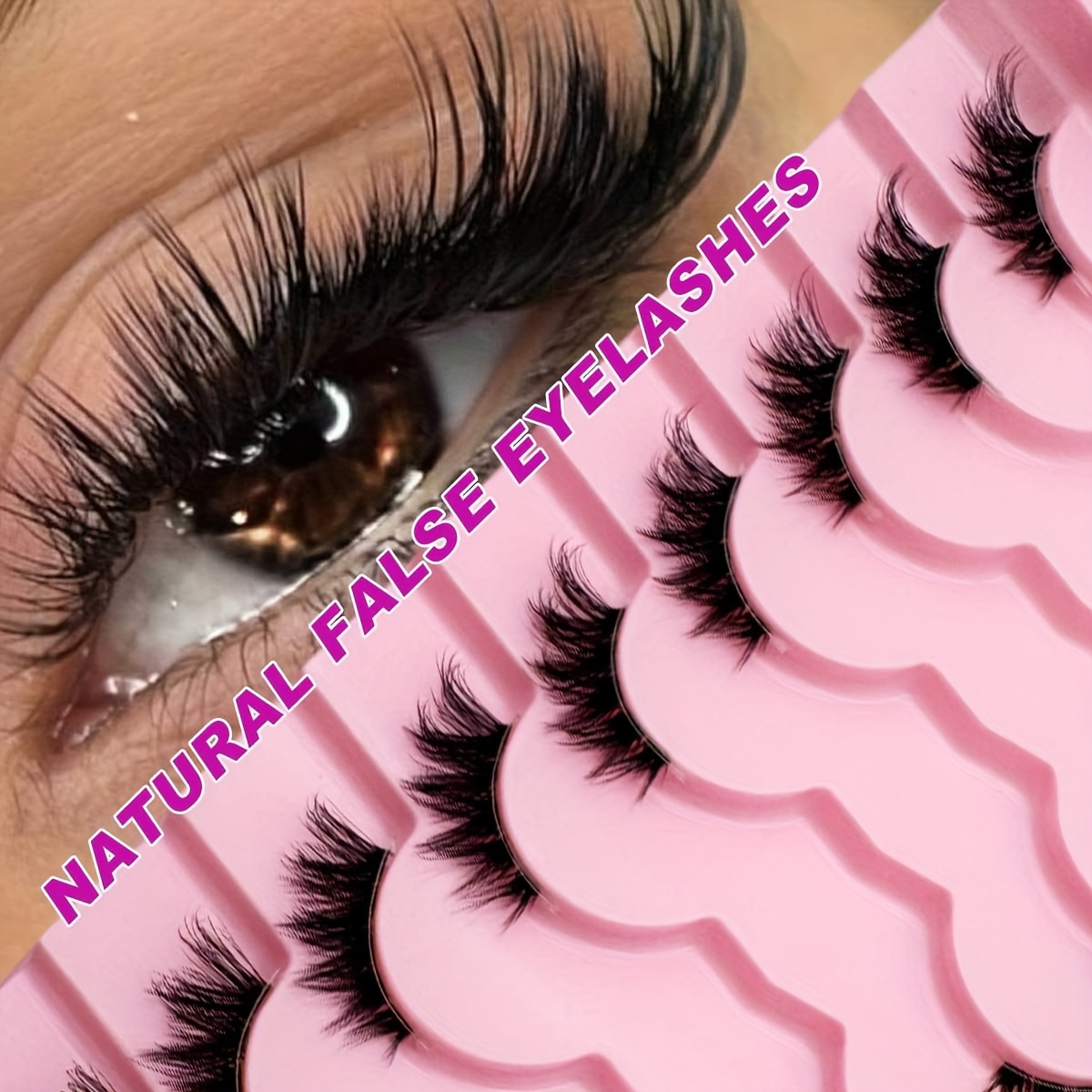 Image of 9 Pairs Of Half Lashes For Cat , Featuring -style Eyelashes With A Clear Band. Short, Soft 3d Mink Lashes Are Wispy And Fluffy, Perfect For Eyelash Extensions. Ideal For Halloween, Christmas, Parties