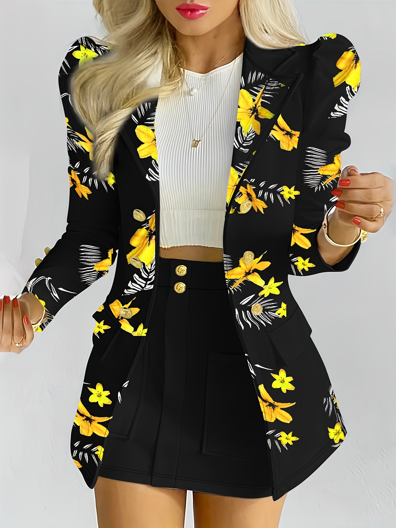 womens floral print suit skirt set women's clothing Temu Nigeria