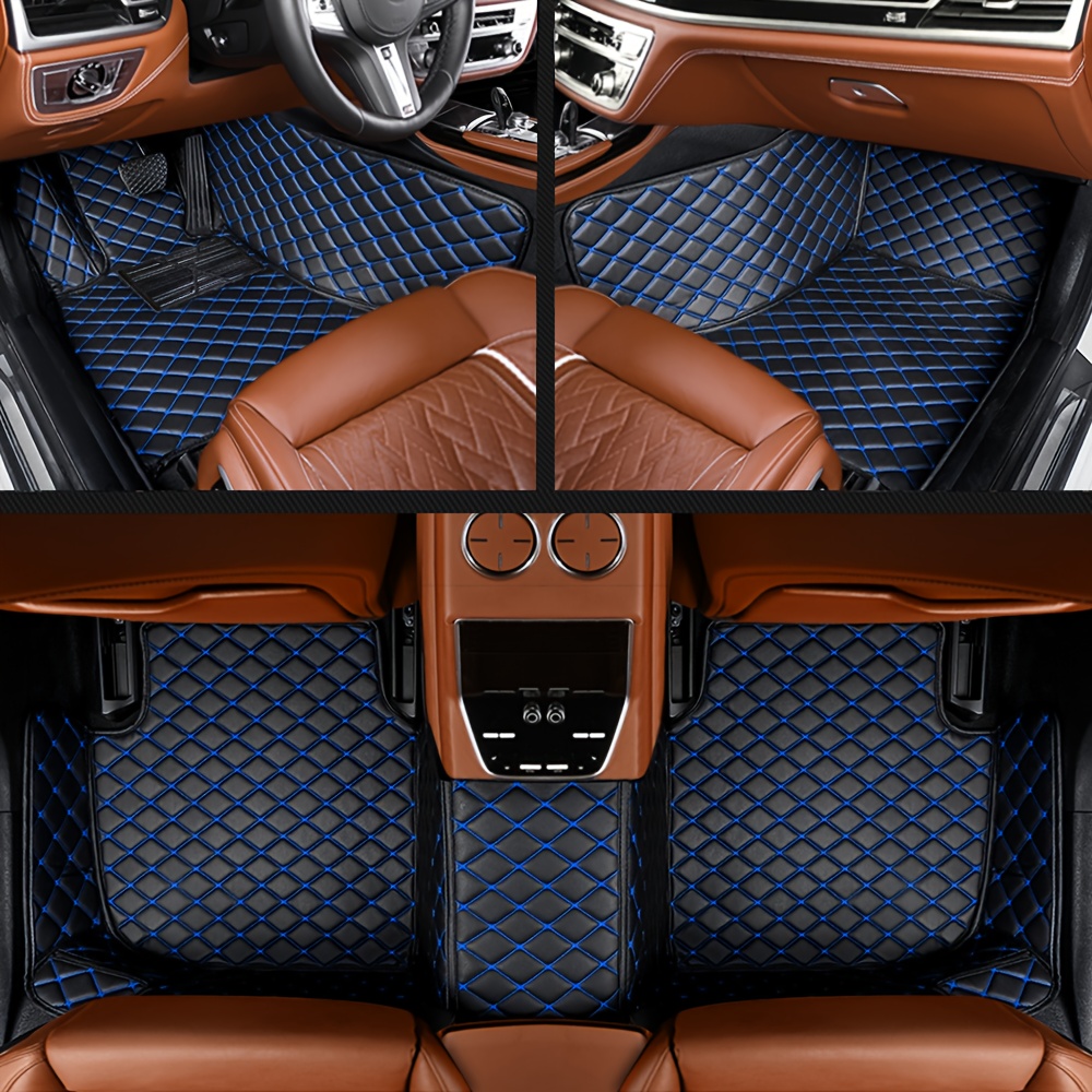 Image of Car Foot Mat For For X4 2018- Present For G02 For 20i For 30i For M40i Black Blue Single Layer Easy To Leather Interior 5 Seater Anti Slip Foot Mat