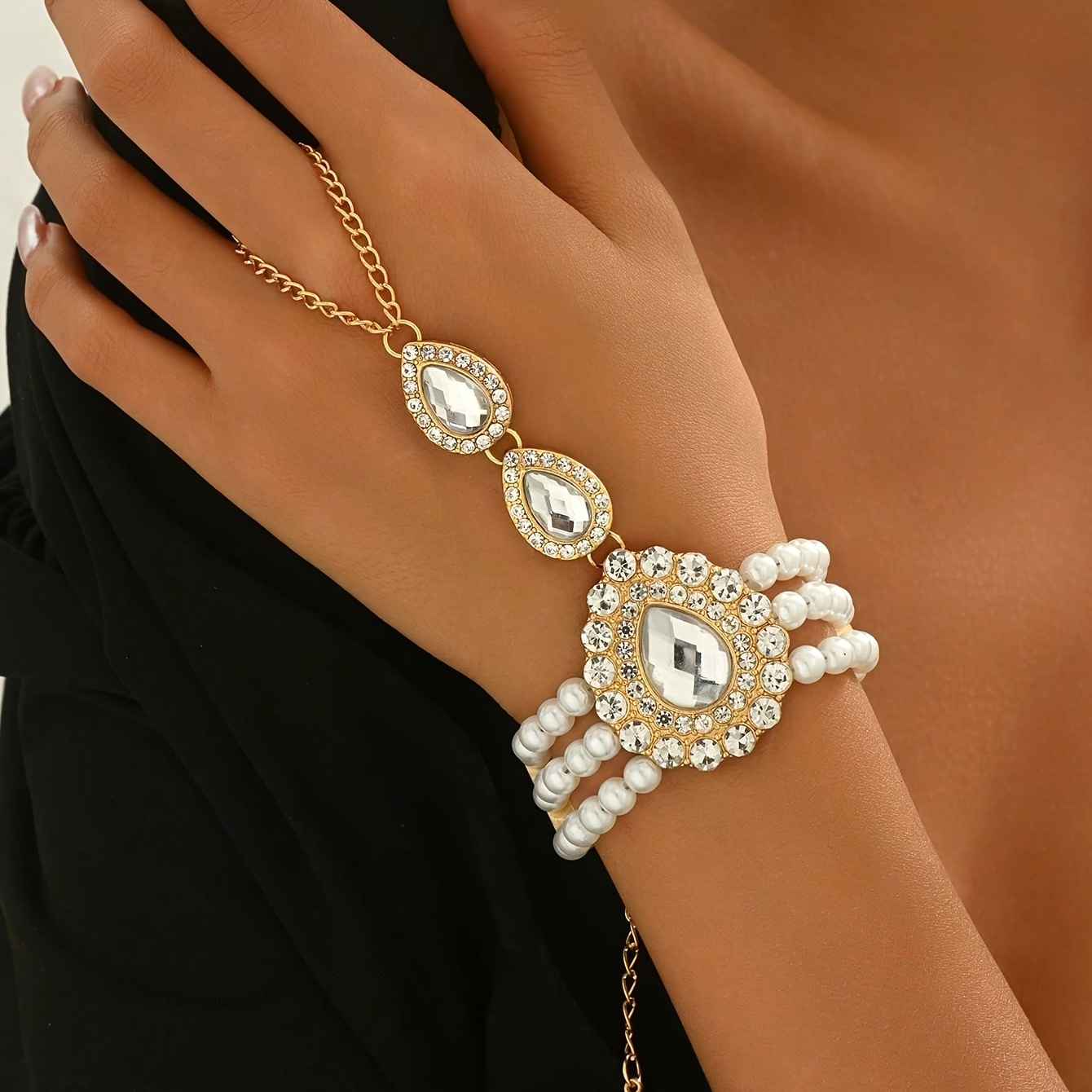 TEMU 1pc Elegant Bead Bracelet - Retro Layered Beaded Gift Suitable For Mother's Day, Valentine's Day, Daily Wear, Versatile Accessory With Casual Or
