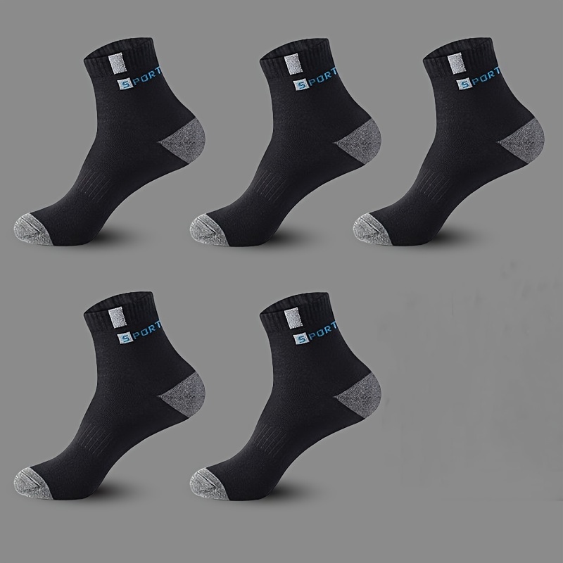 TEMU 5 Pairs Absorbing Embroidered Athletic Socks, Ankle Socks