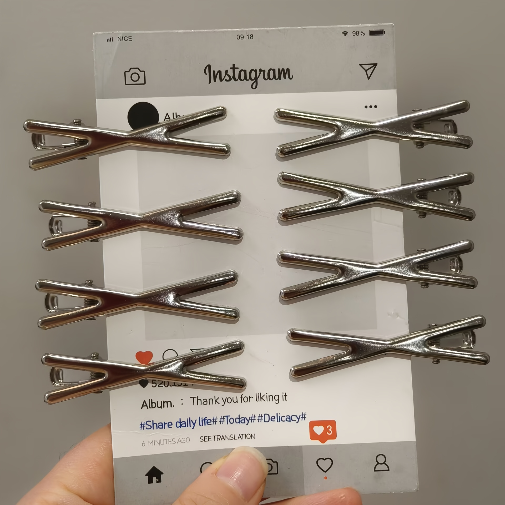 TEMU 8pcs Korean Style Minimalist Metal Crisscross Hair Clips, High-end Fashionable Bangs Side Clips, Duckbill Clips Hair Accessories