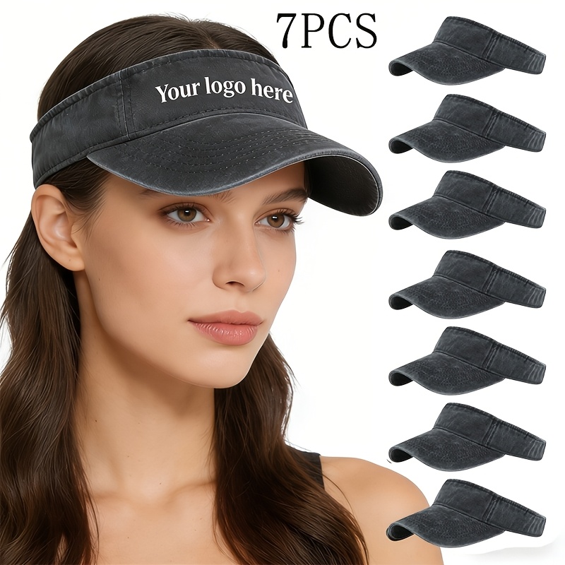 7pcs Bulk Pack Custom Logo/Text Visor Hats for Summer