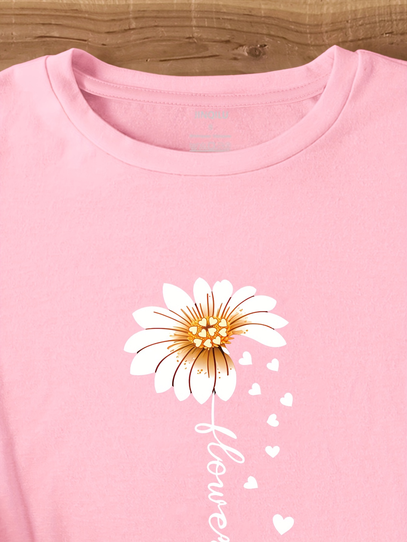 faith letter flower print t shirt casual short sleeve crew neck top womens clothing valentines day Product details 7