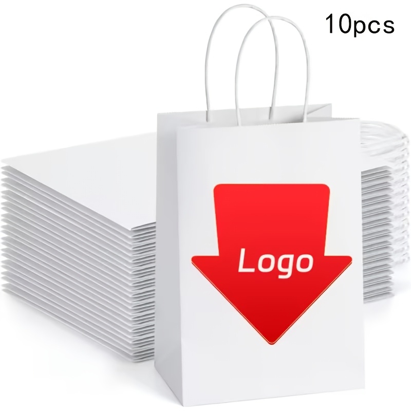 TEMU 10pcs/20pcs/50pcs Custom Printed White Paper Bags - Custom Wedding Favor Bags, Reusable Tote Bags, Suitable For Weddings, Corporate Events,
