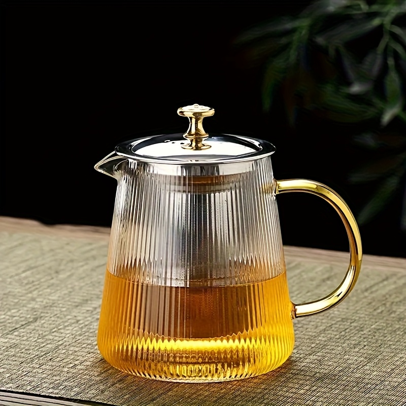 TEMU 1pc Of A Large-capacity Glass Teapot Or Coffee Pot Available In Sizes 18.5oz, 25.3oz, And 32oz, Featuring A Retro Design And A Durable