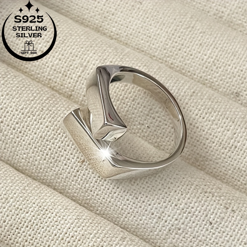 925 Silver Interlocking Square Women's Ring Adjustable