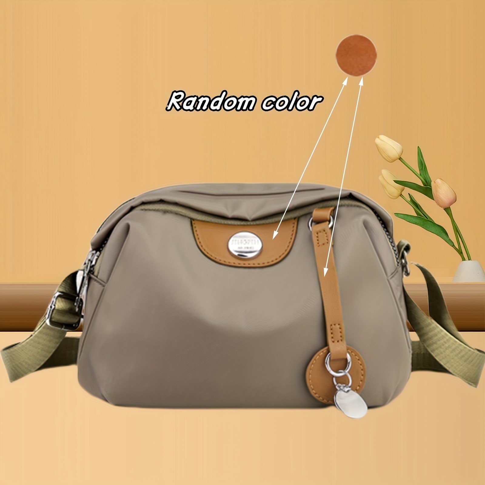 E-shop Modische Nylon-Shell-Schultertasche für Damen – verstellbarer Riemen, zufällige Logofarbe, mehrere Fächer, mehrere Farben erhältlich – geeignet