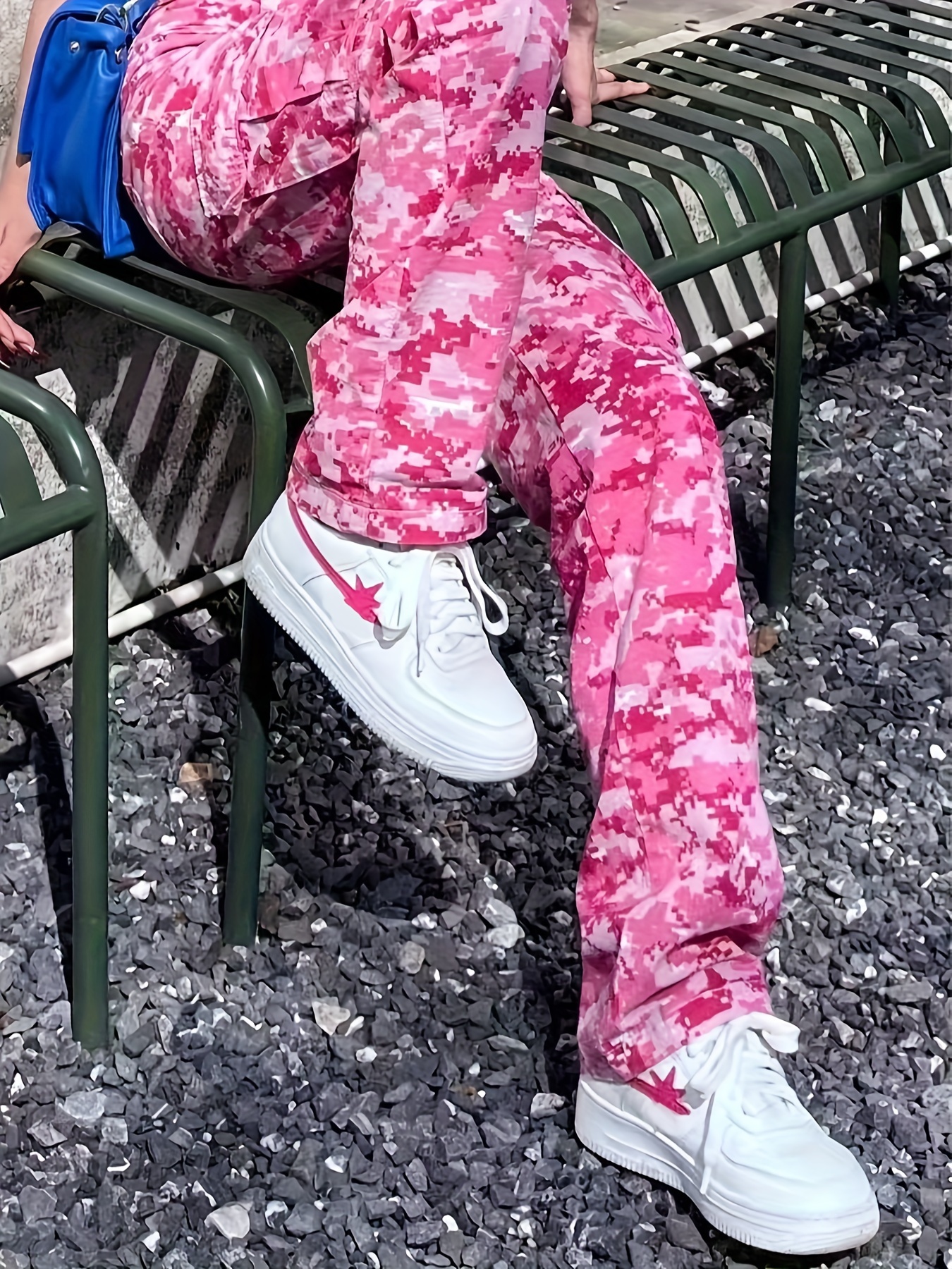 Camuflaje Pantalon Vaquero Suelto Yao Moda Camuflaje Retro Vintage