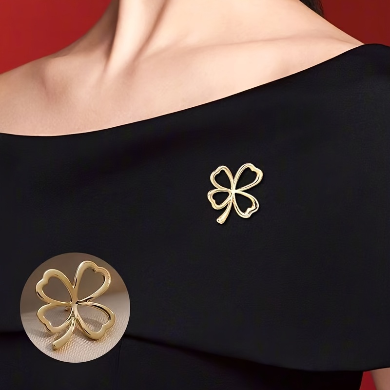 3pcs New Fashion Four-Leaf Clover Metal Buttons, Anti-Slip Design