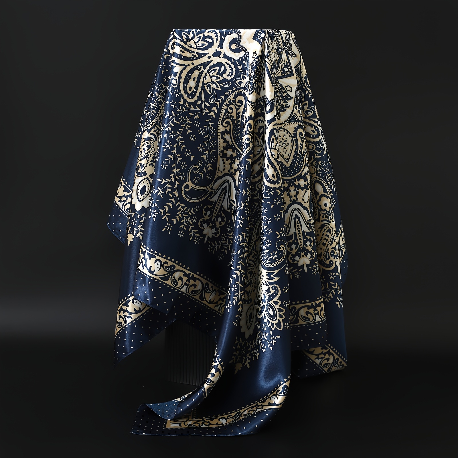 TEMU 1pc 35.43 X 35.43 Inch Headscarf, Seasonal Scarf, Trendy Printed Bandana, Fashionable Headscarf, Square Scarf, Unisex Handkerchief,