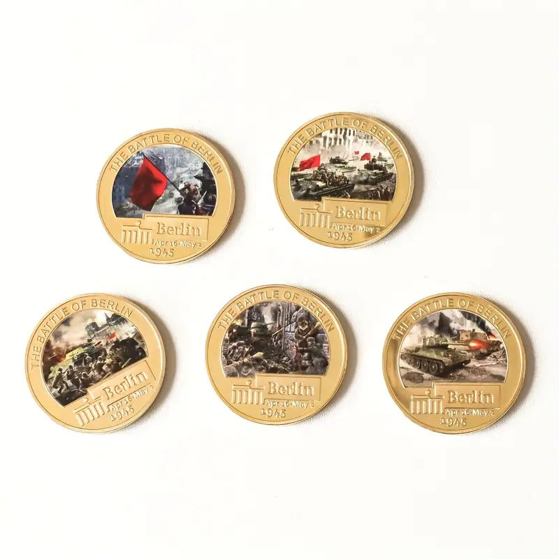 набор из 5 металлических памятных берлинской битвы с бархатной сумкой, подарок на , день рождения 5