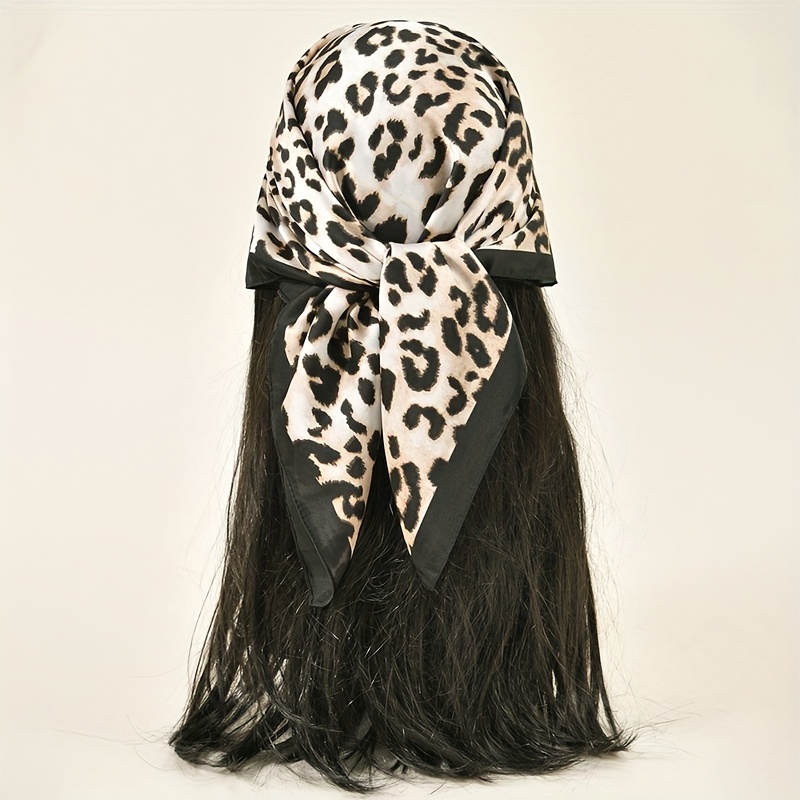 1pc Leopard Scarf Women's Headscarf Sunscreen Breathable Headwear Daily Windproof Dust-proof Versatile Scarf