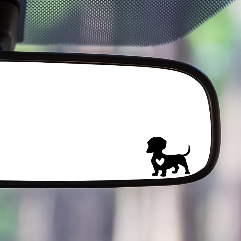 2pcs Dachshund Decal - Self-adhesive Vinyl Car Mirror Sticker, Glossy Finish, Irregular Shape, Single Use, Design, Indoor/outdoor Use, For Cars, Trucks, Trucks Decoration, Design, Easy Application