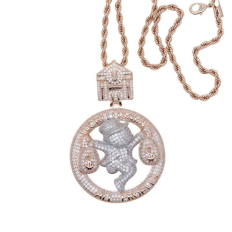 TEMU Hip Hop Letter Pendant, The World Is My Necklace, Featuring A Mesh Ball Chain, Stylish Synthetic Synthetic Synthetic Zircon​​ Additions For Men
