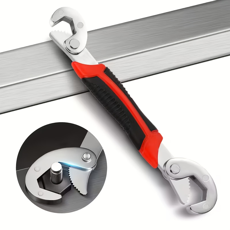 TEMU 1pc High Carbon Steel Double-ended Adjustable Wrench, High Torque Gear Adjustable Pipe Wrench, Anti-slip Handle, Durable High Carbon Steel