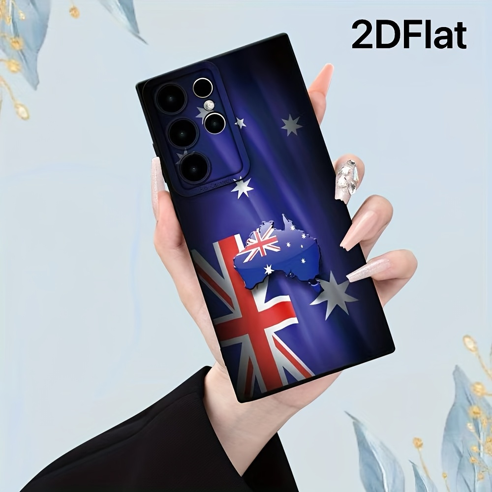 TEMU Phone Case - 2dflat 1pc Matte Anti-drop Phone Case With Australian Flag Print For For Galaxy S25u S25p S25 S24u S24p S24fe S24 S23u S23p S23fe