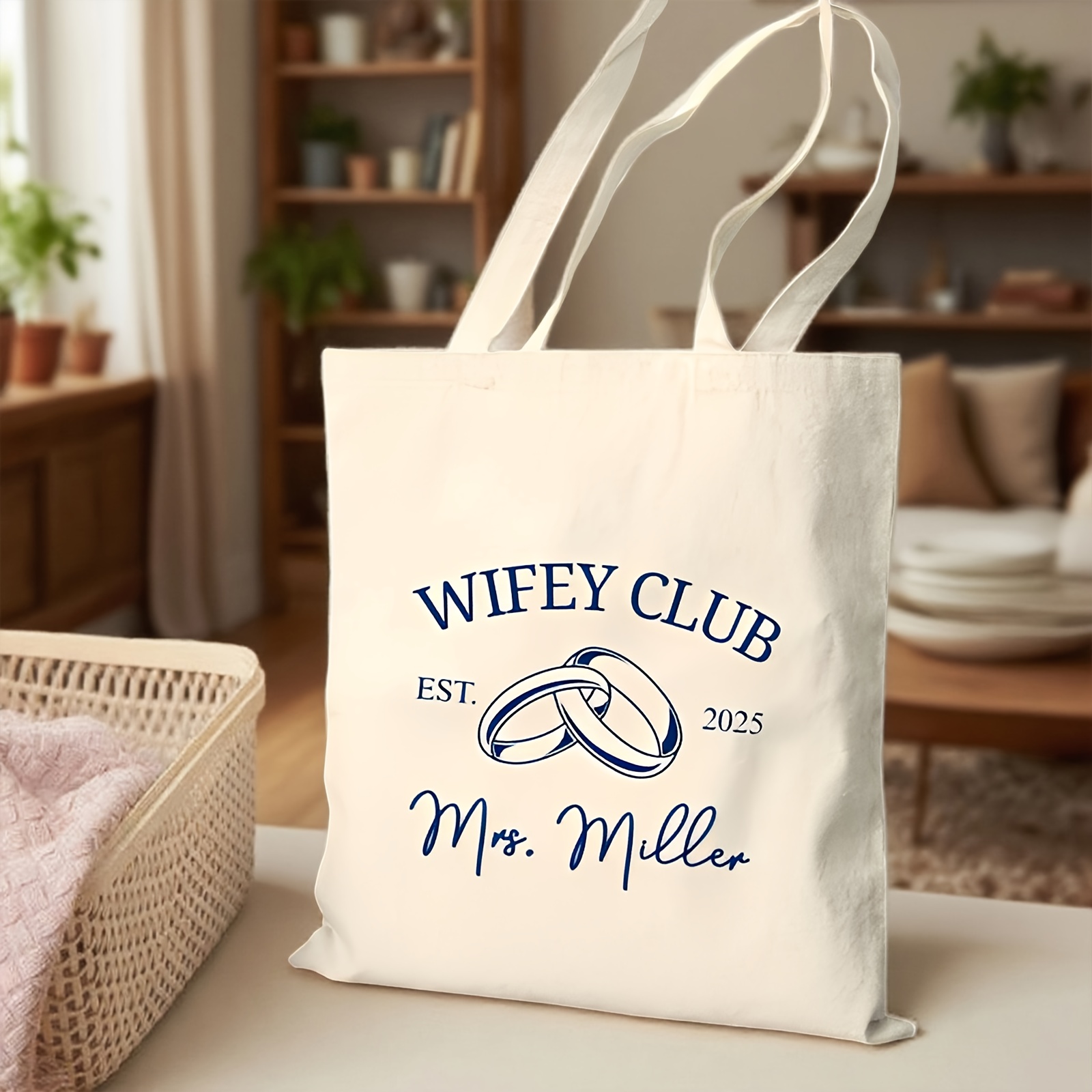TEMU Personalized Wife Club Shoulder Bag, Women's Tote Bag, Gifts For Wives, Honeymoon Tote, Wedding Gifts, Gifts For , Gifts For New Wives, Wedding