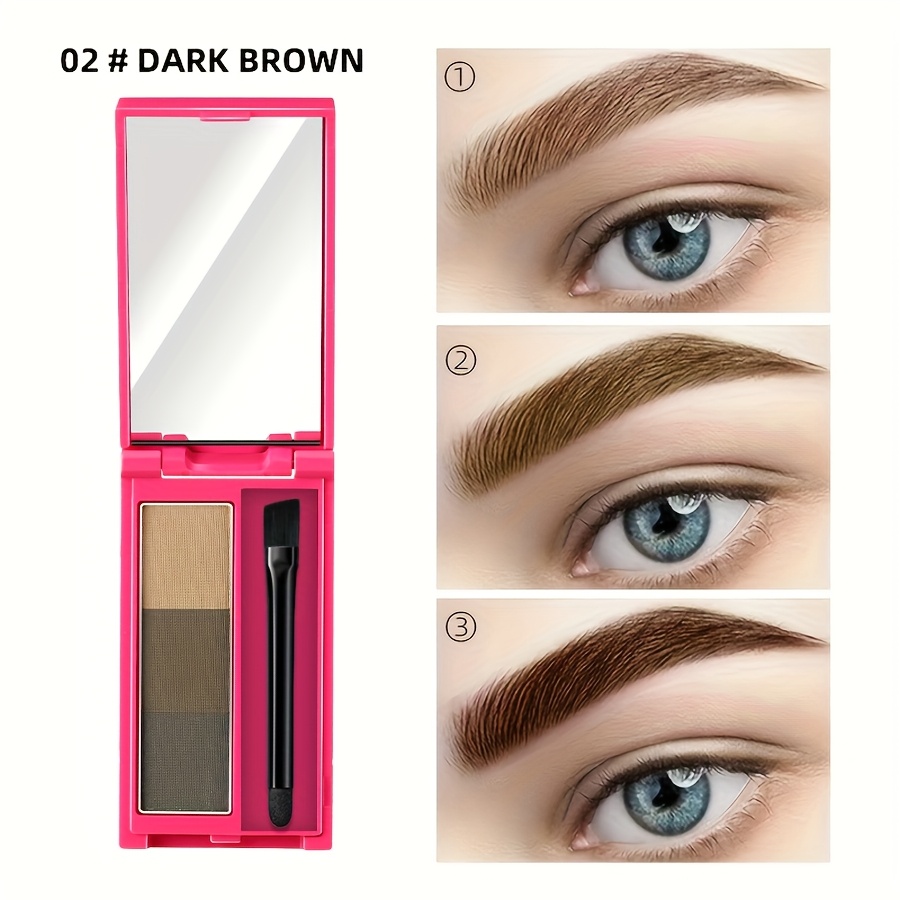3 In 1 Eyebrow Powder Palette With Brush Dark Brown Light Brown Eyebrow Dye Cream Color Enhancing Facial Makeup