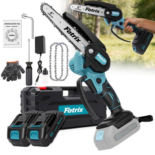 6 inch mini cordless chainsaw with storage case high hardness chain lightweight one handed electric saw for tree trimming garden pruning property practical gift for men